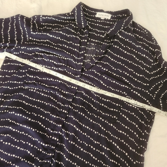 Bella Dahl Hipster Relaxed Button Down Top Shirt Blouse Navy White Dots V-neck L - Picture 5 of 12